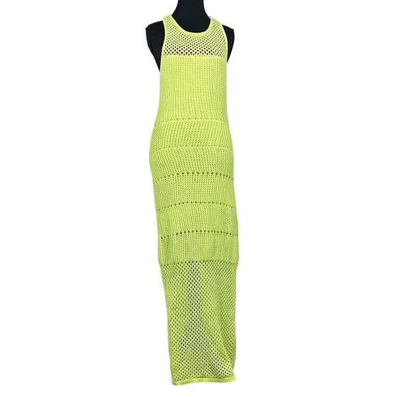 Rachel Zoe Dresses & Skirts - Rachel Zoe Crochet Maxi Dress Lime Green Sleeveless Boho Festival Resort Small